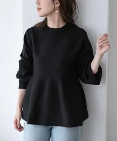 【24AW】サニーレーベル ニット ペプラムニット プルオーバー ブラック