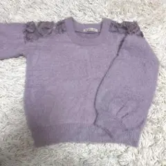 フラワー刺繍 ラベンダー ニットセーター レース