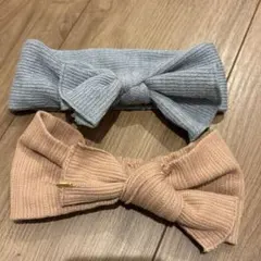 美品　ベビー用ヘアバンド　リボン　青　ピンク　セット売り