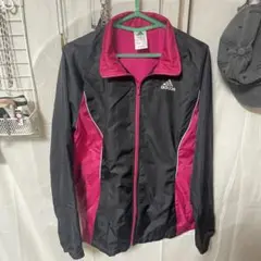 adidas ウィンドブレーカー ピンク × ブラック 上のみ OT（XL）