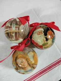 ★♡デコパージュ風クリスマスオーナメント3個セット♡★