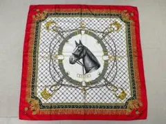 (L02559) CELINE 馬モチーフ柄 大判スカーフ