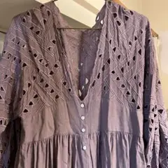 BAD Daggle 刺繍入りパープルロングワンピース