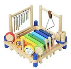 【美品】I'm TOY アイムトイ ミュージックステーション 知育玩具 木製楽器のサムネイル
