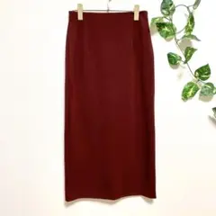【ユニクロ】ストレッチダブルフェイスナロースカート えんじ色