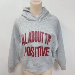 GU クロップドロゴスウェットパーカー　フード付き　グレー　【Ｍ】