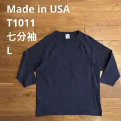 T1011 アメリカ製 Champion 七分袖 ラグラン L 黒 カットソー