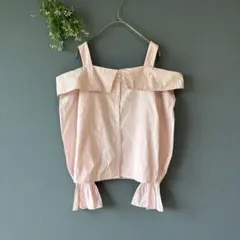 アーベーセーアンフェイス［M］美品◎キャンディ袖◎オフショル風ストライプ柄シャツのサムネイル