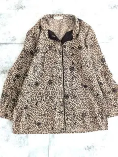 日本製 상태좋음 Calembour ヒョウ柄×ボタニカル柄 シアーブラウス Y2K