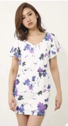 新品　rienda S Painting flower ワンピース　ホワイトM
