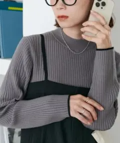 DISCOAT モチモチリブパイピングハイネック　L