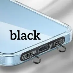 残りわずか！　ブラック　スマホ　ストラップ　ホルダー　2点吊り　ステンレス　安定