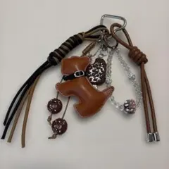 犬レザー風じゃらじゃらキーホルダー・キーリング