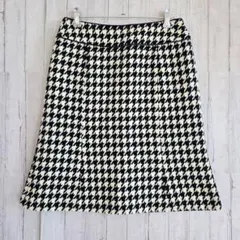 NBB 千鳥格子スカート M ウール混 ひざ丈 上品 きれいめ 秋冬 裏地あり
