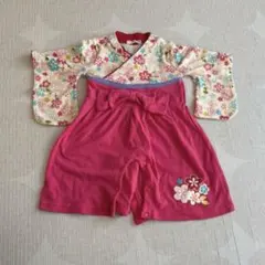 袴ロンパース　70cm ピンク　花柄