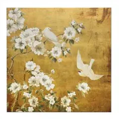 新品　とても高級感のある花鳥画 アートパネル 98cm　ゴールド