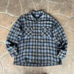 好配色 90s ペンドルトン オンブレ チェック シャツ L ブルー 青