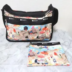 LeSportsac ショルダーバック ポーチセット 猫柄 軽量