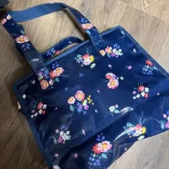 【特価】キャスキッドソンCath Kidston花柄ネイビー 中大型トートバッグ