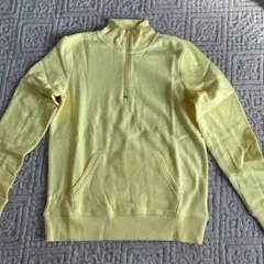 ★イエロー スウェットシャツ ライトウエイト クォータージップ フレンチテリー