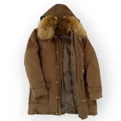 【ダウン90%】ノースリバー リアルファー付ダウンコート 茶 L ラ【F170】