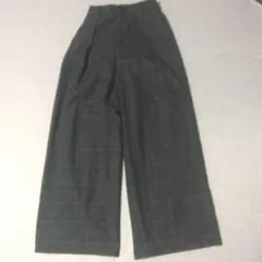 GU グレー チェック柄 ワイドパンツ
