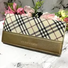 【新品同様】BURBERRY バーバリー がま口 長財布 ゴールド ノバチェック