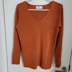 AZUL by MOUSSY オレンジ Vネック長袖ニット