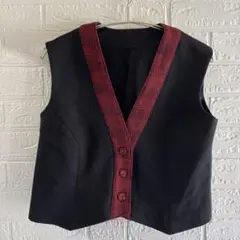 レディースベスト ドッキング ジレ チョッキ 一点もの ニット生地 和テイスト