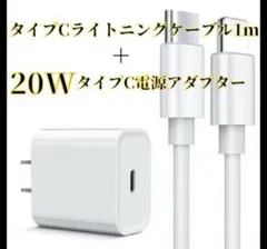 20W　USB-C電源アダプタ　タイプC-ライトニングケーブル1ｍ　セット