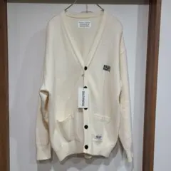 タグ付き ワコマリア 23SS モヘヤ混 ロゴ刺繍 カーディガン サイズM