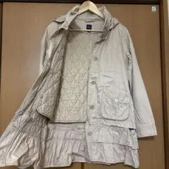 Gap ベージュ コート フード収納 ライナー、裾フリル取り外し可 160