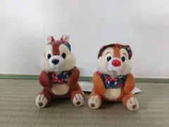 ぬいぐるみバッジ チップ&デール ディズニーランド 34周年 トゥーン