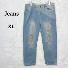 Jeans ジーンズ ダメージデニム 加工 ジーパン ストレッチ無『XL』