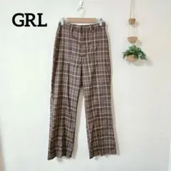 GRL (グレイル) グレンチェック テーパードパンツ M ブラウン