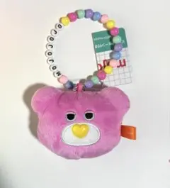 mojojojo ビーズチェーン付き　フェイスマスコット　クマ　ピンク