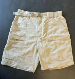 ベージュ カーゴショートパンツ ゴムウエスト ベルト付き