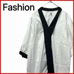 【Fashion】5分袖 Vネック トップス ブラウス 羽織り 和風 和モダン