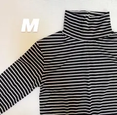 ストライプ タートルネック インナー M