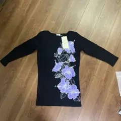 新品、未使用　Maunaloa 長袖 ブラック ハイビスカス柄 L フラダンス