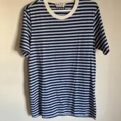 MARNI 青と白のストライプ Tシャツ L