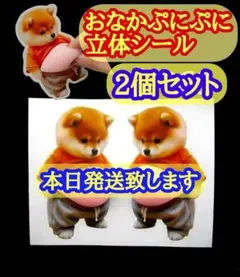 おなかぷにぷにシール　柴犬 2枚セット ステッカーもっちもち立体シールスクイーズ