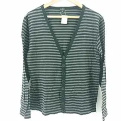 PS Paul Smith ボーダー柄 長袖カーディガン グレー系 Mサイズのサムネイル
