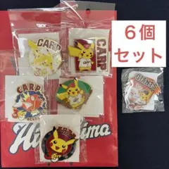 ６個★広島カープ 巨人ジャイアンツ　ピカチュウ 30周年ピンバッジ 6個セット 6個☆広島カープ 巨人ジャイアンツ ピカチュウ 30周年ピンバッジ 6個