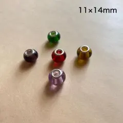 ロンデル　5個　11×14mm　シルバー　アソート　現品　P894　大穴ビーズ