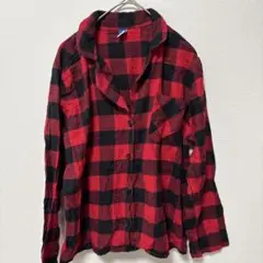 オールドネイビー チェック柄 シャツ 長袖 M PETITE赤黒のサムネイル
