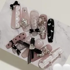 ‪‪❤︎‬黒リボン ネイルチップ‪‪❤︎‬