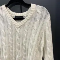 JILL BLAZE ケーブルニット Vネックセーター ホワイト メンズ 冬物