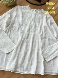 sm2サマンサモスモス　レース ブラウス ホワイト コットン　バック　ボタン