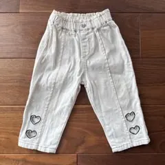 バースデイ ハート刺繍 オフホワイト色 デニムパンツ